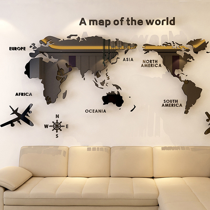 Office Furniture World - خريطة العالم ملصقات الحائط ثلاثية الأبعاد