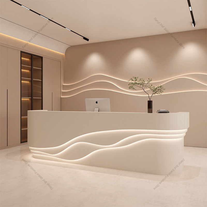 Office Furniture Store - طاولة كاشير بتصميم نورديك كريمي، طاولة