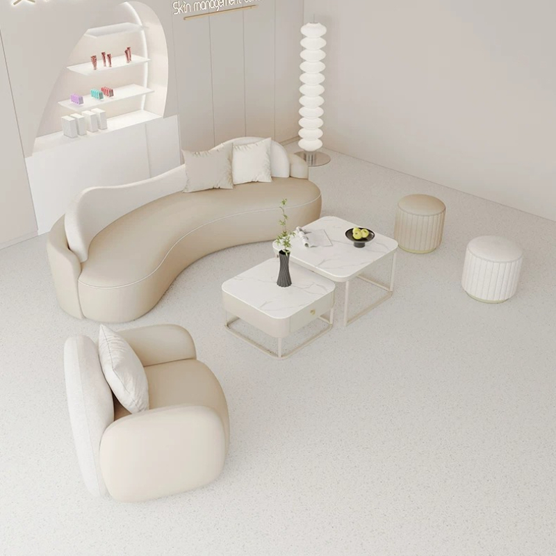 Office Furniture Store - أريكة استقبال بتصميم نورديك كريمي لصالونات