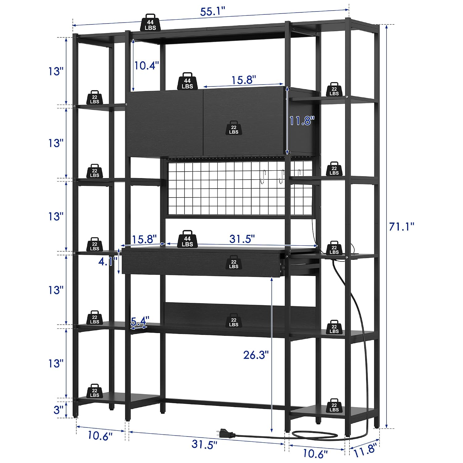 رف كتب بـ 5 طبقات مع مكتب وإضا - مراجعة Bookshelf 5 Tier وسعره