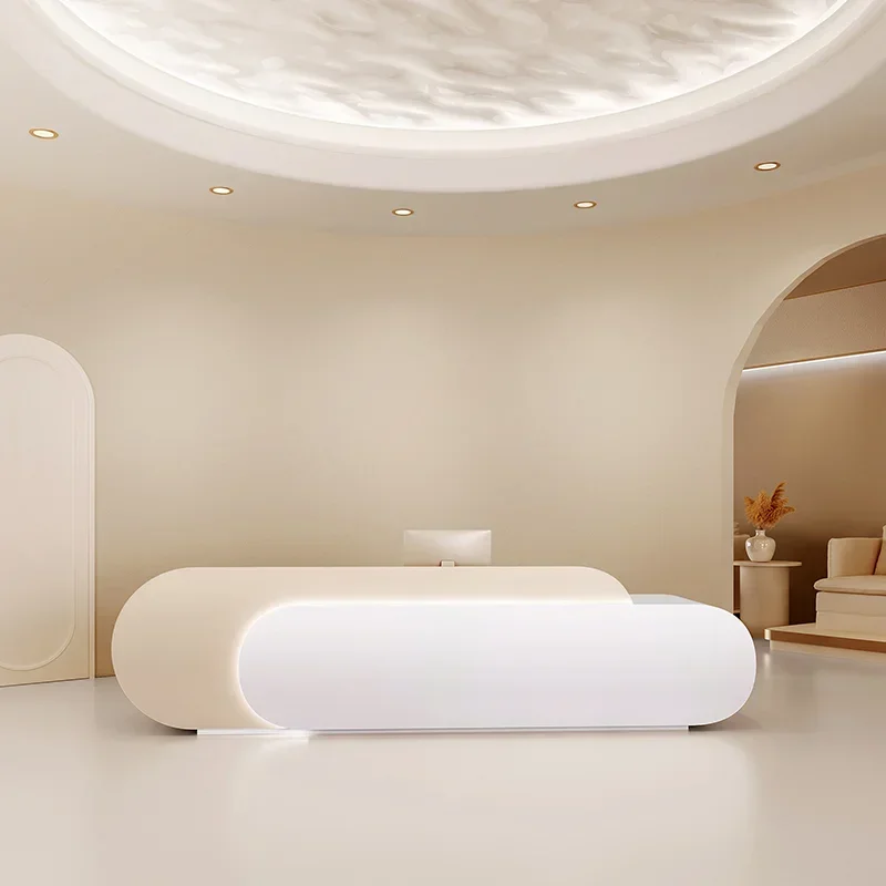 مكاتب استقبال بتصميم كريمي لصا - مراجعة Office Furniture Store وسعره