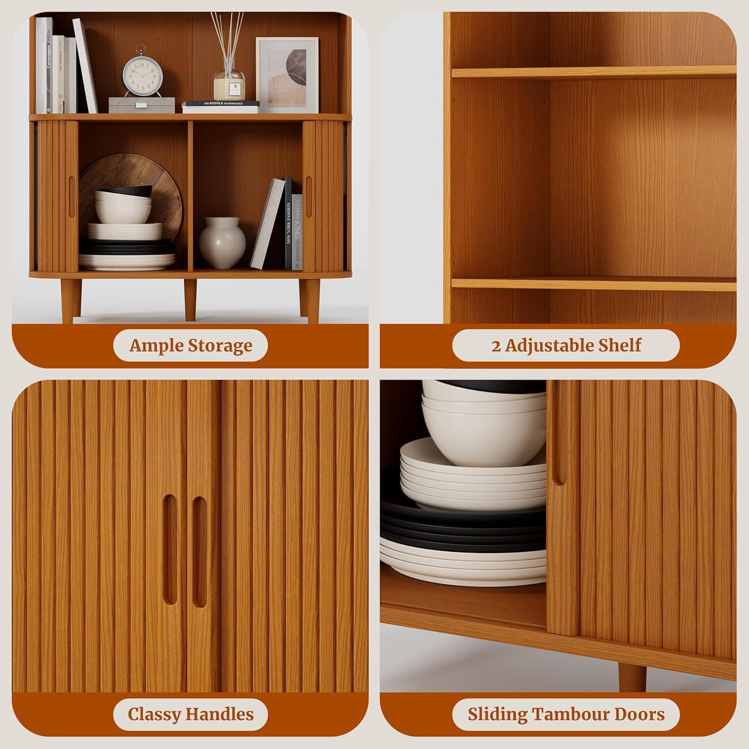 خزانة عرض خشبية بتصميم مقوس، 7 - مراجعة Bookshelf 5 Tier وسعره