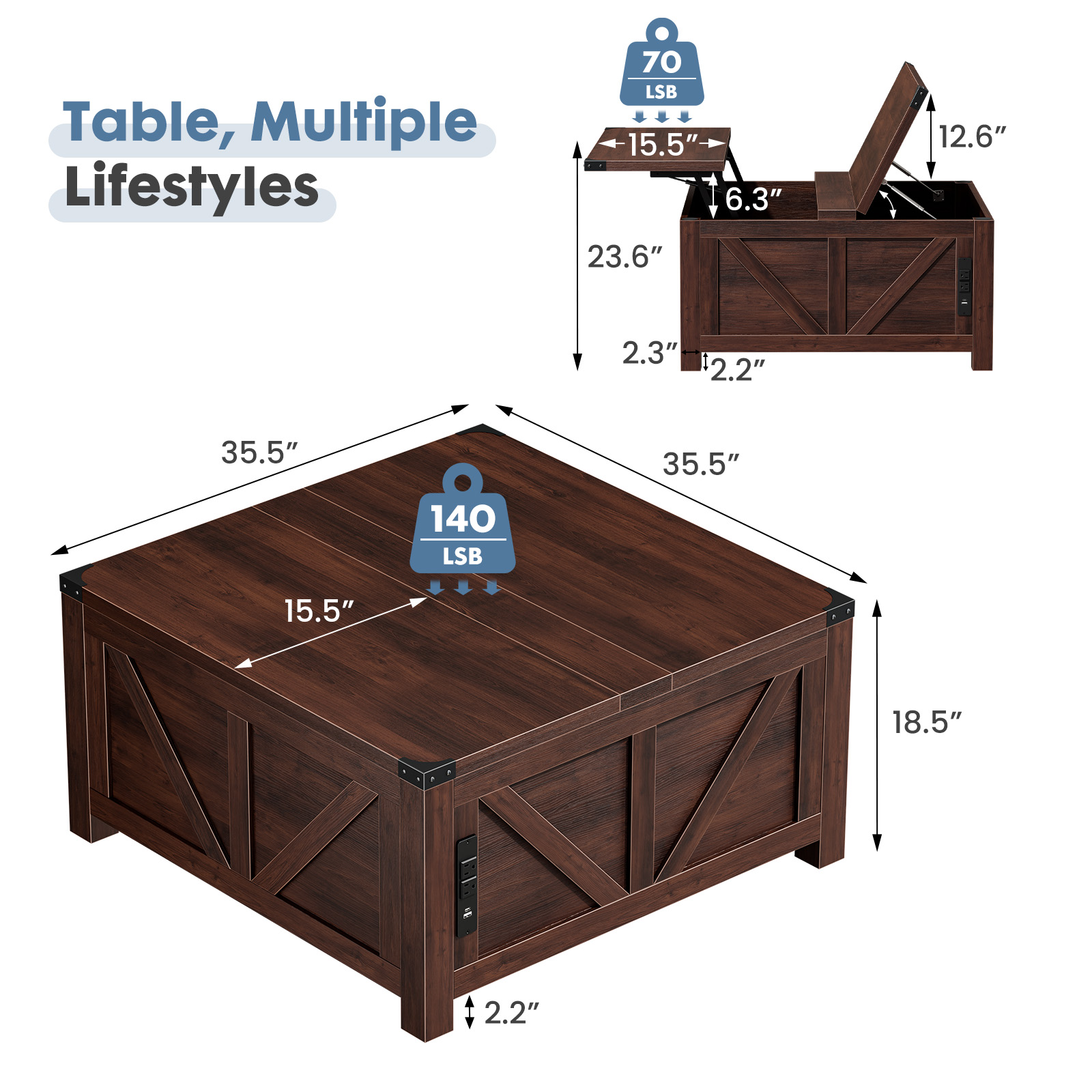 طاولة قهوة JHK قابلة للرفع مقا - مراجعة Office Furniture World وسعره