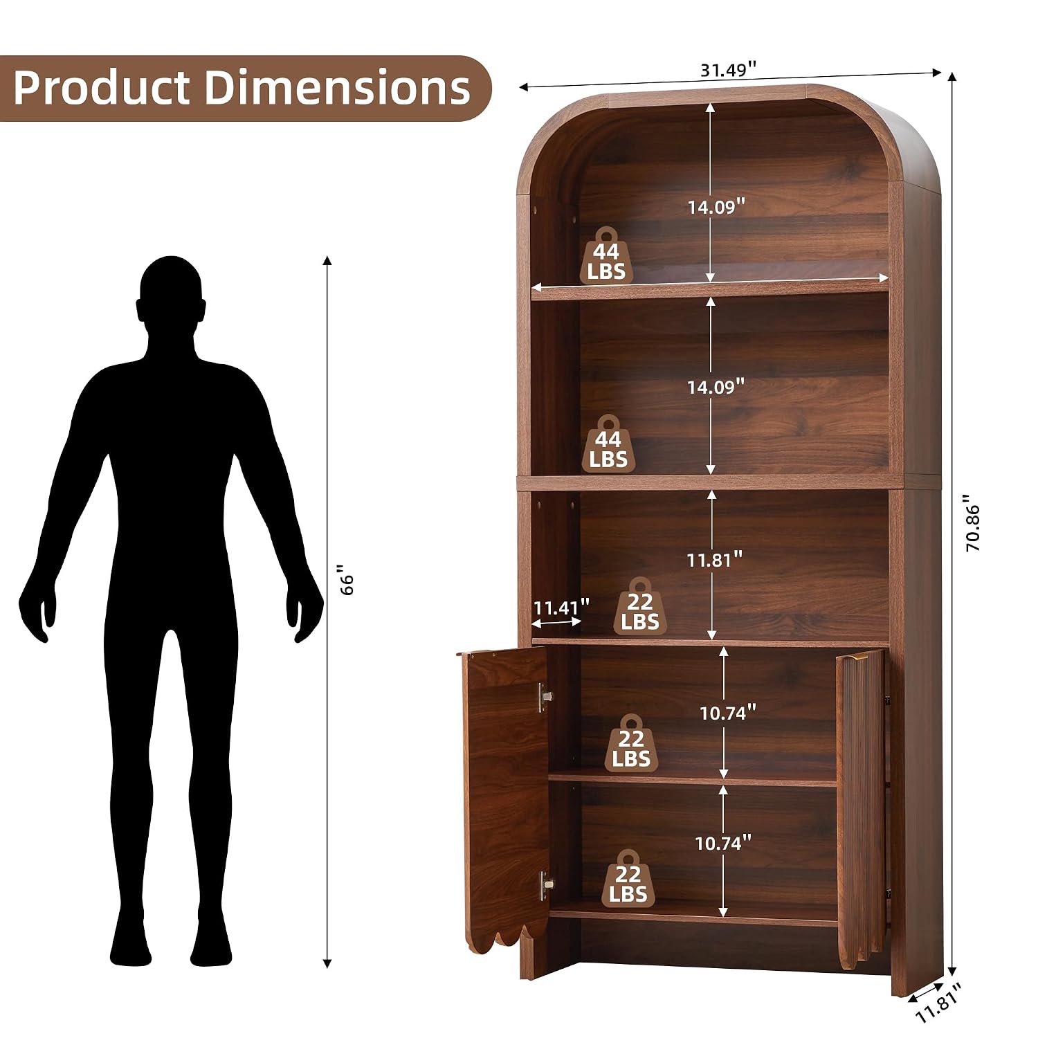 رف كتب مقوس بارتفاع 71 بوصة، 5 - مراجعة Bookshelf 5 Tier وسعره