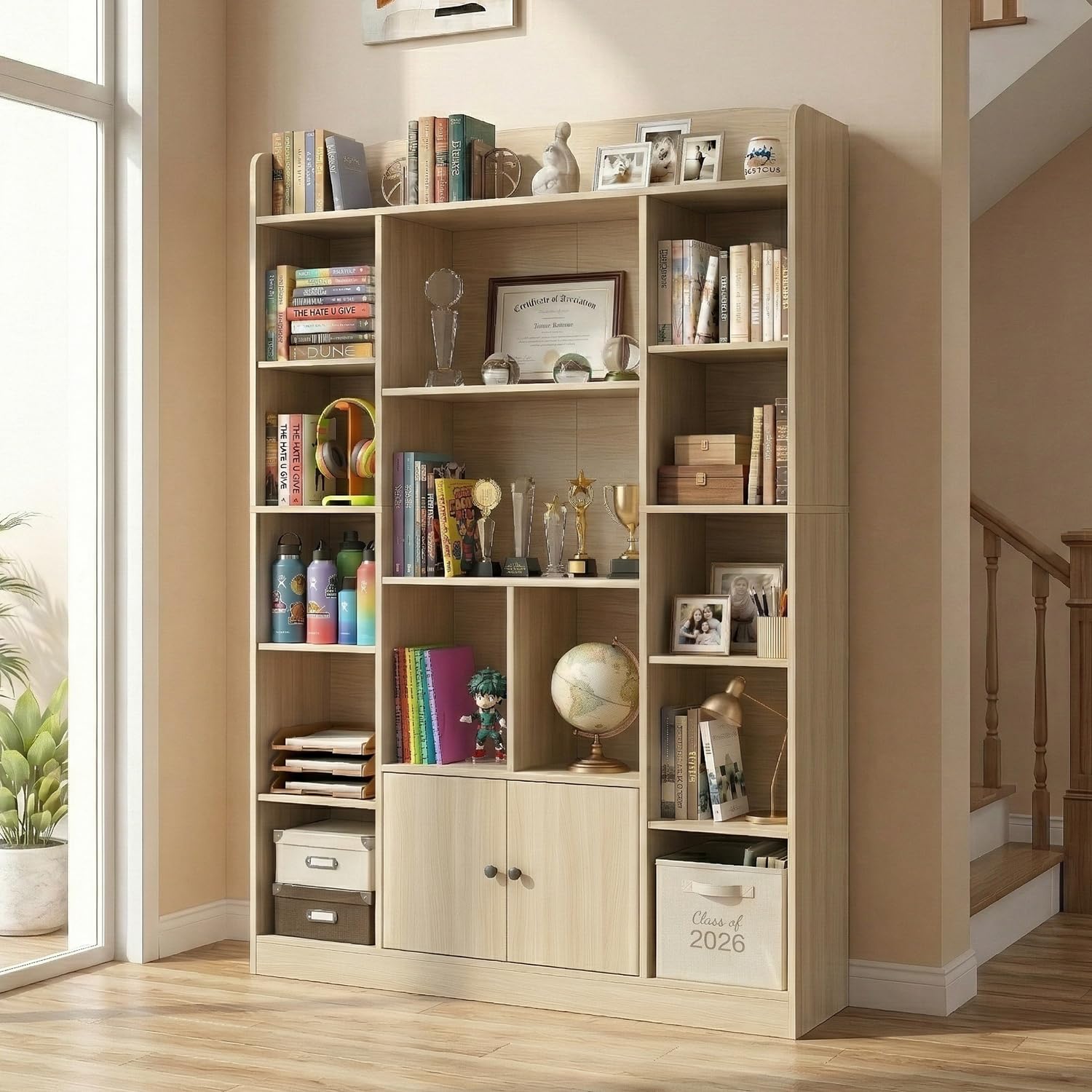 رف كتب من خشب البلوط، 14 خانة  - مراجعة Bookshelf 5 Tier وسعره