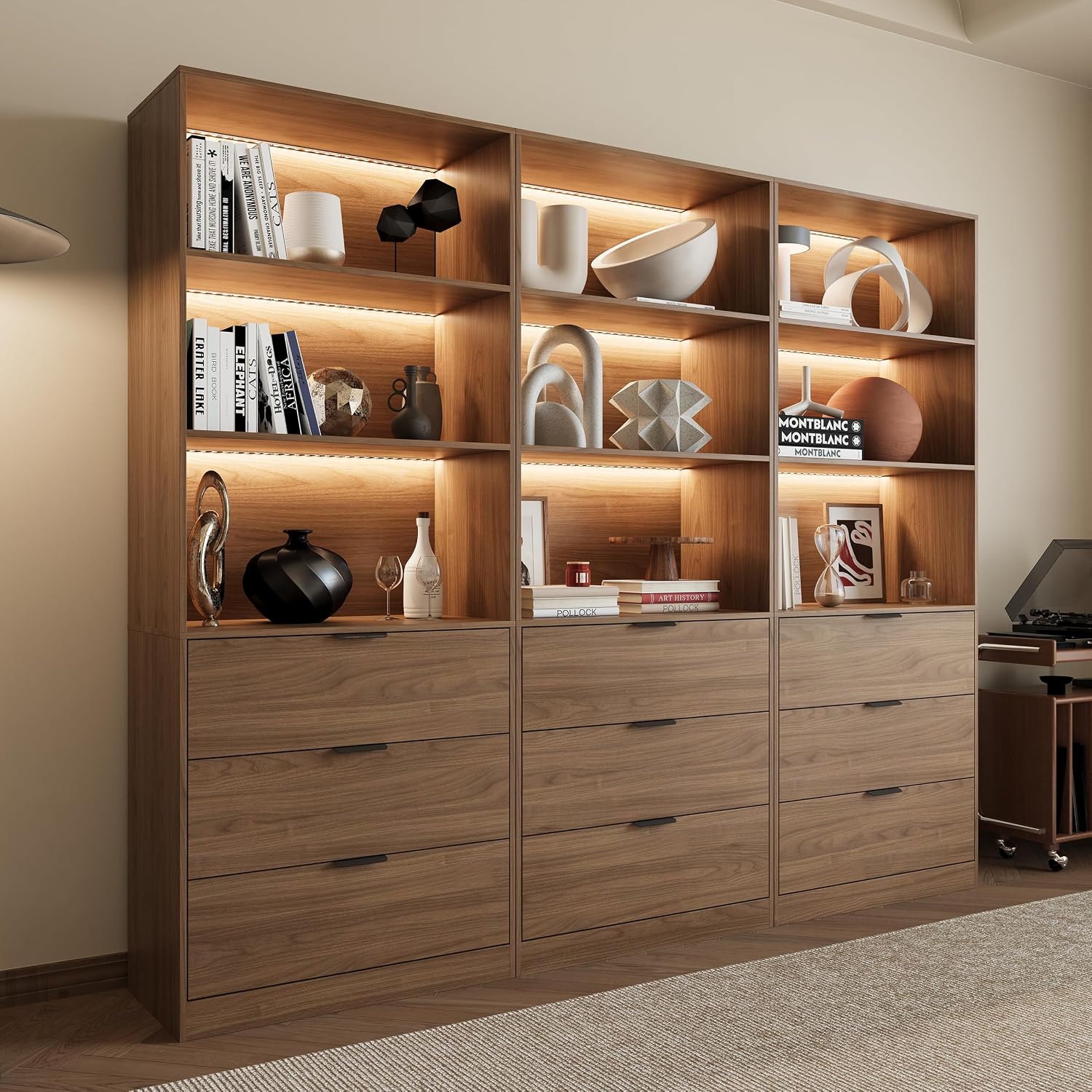 رف كتب مضيء مكون من 3 قطع، 5 ط - مراجعة Bookshelf 5 Tier وسعره