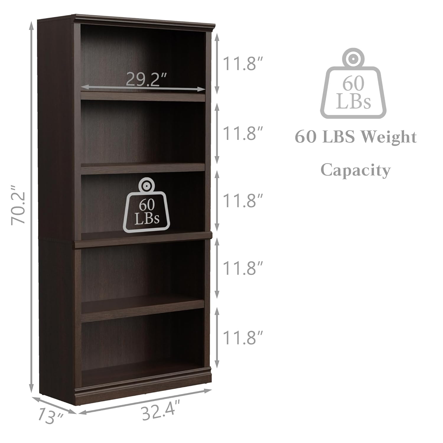 رف كتب خشبي مفتوح بخمسة طوابق  - مراجعة Bookshelf 5 Tier وسعره