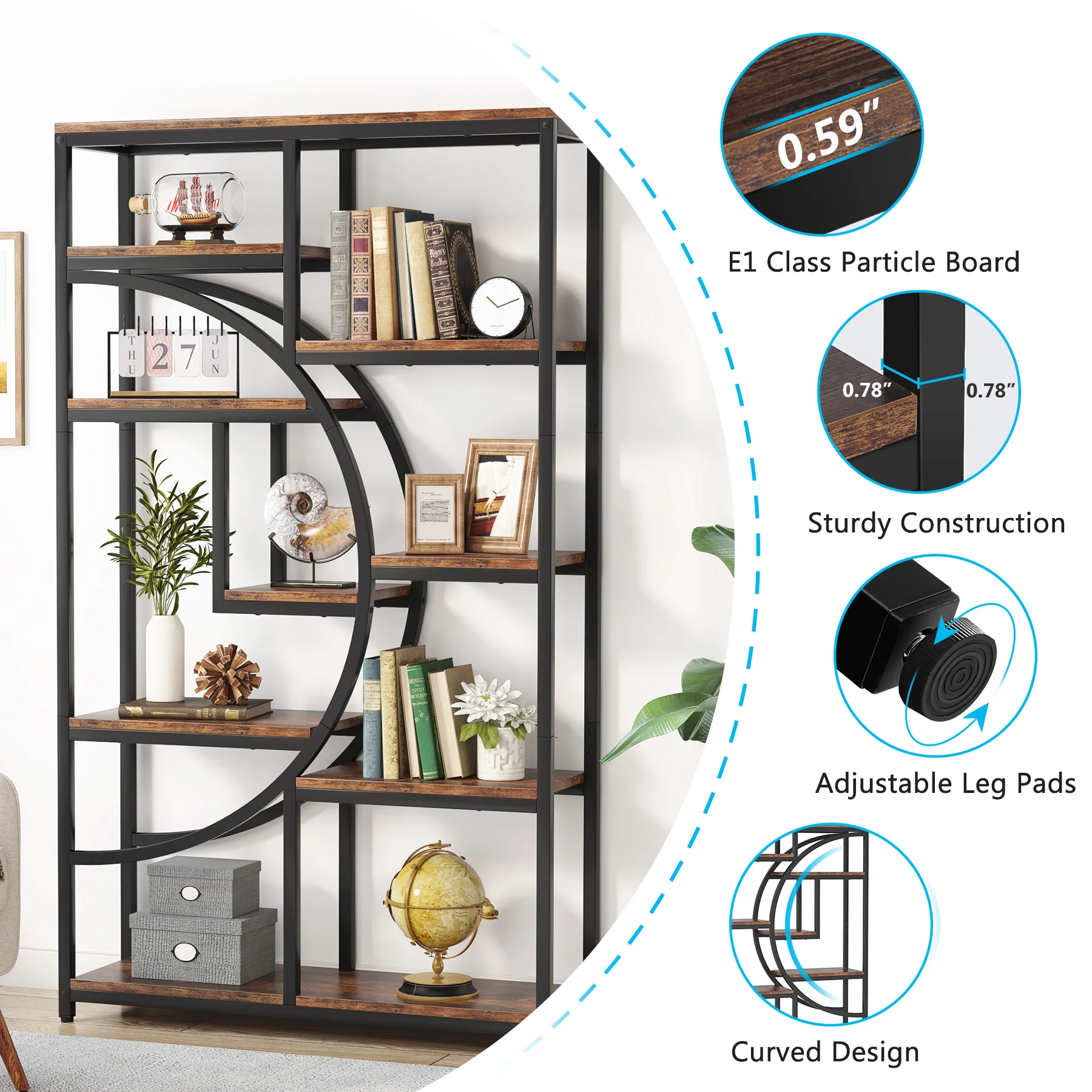 رف كتب صناعي مع أرفف كتب طويلة - مراجعة Bookshelf 5 Tier وسعره